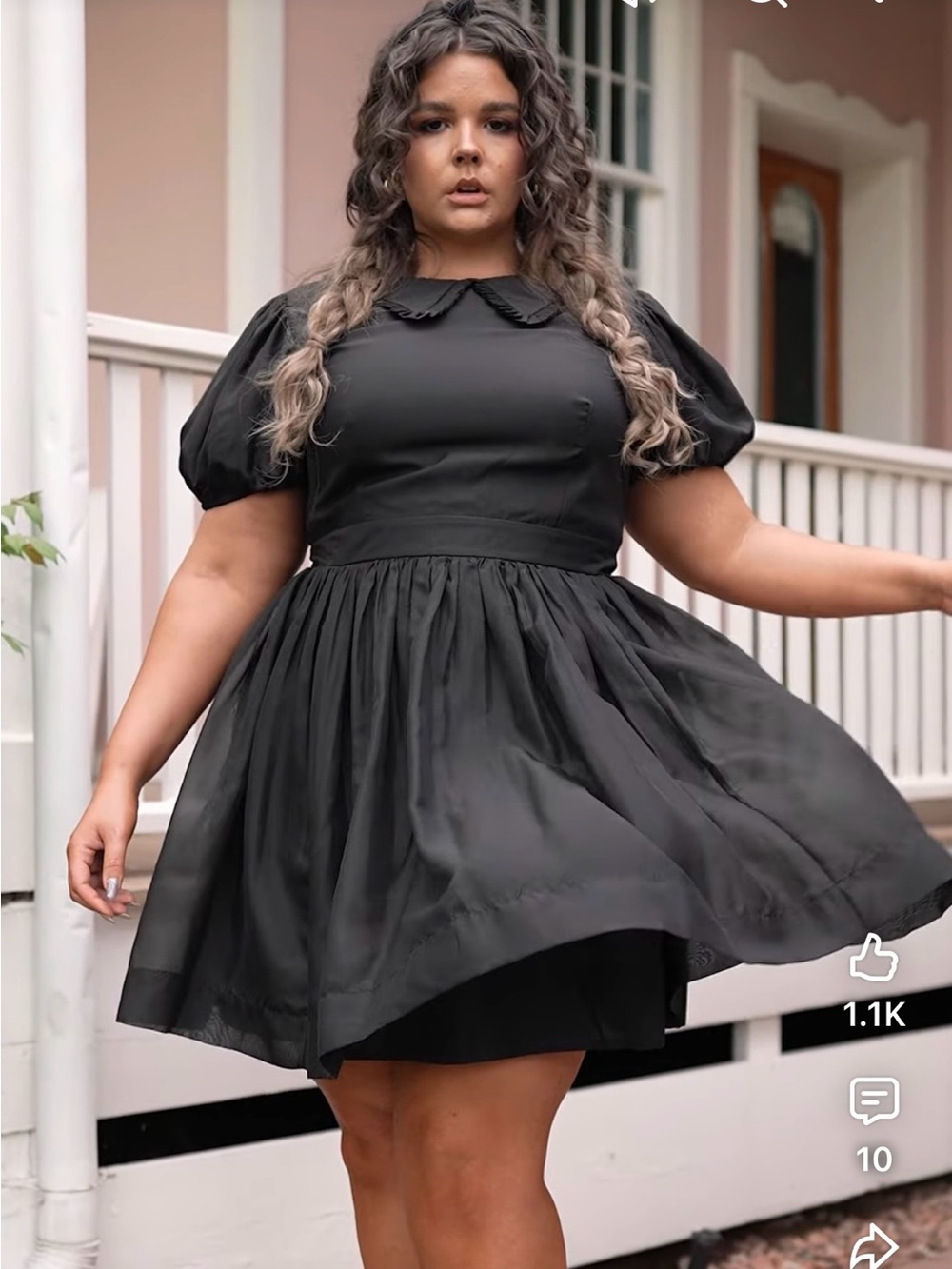 JessaKae Black Ruffled Peter Pan Collar Mini Dress Bonnie Dress